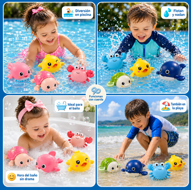 SET X 4 Amiguitos acuáticos para niños que aman jugar