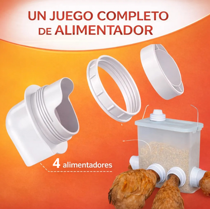Set X 4 Comedero AutoFeed Anti-Desperdicio Para Aves de Corral