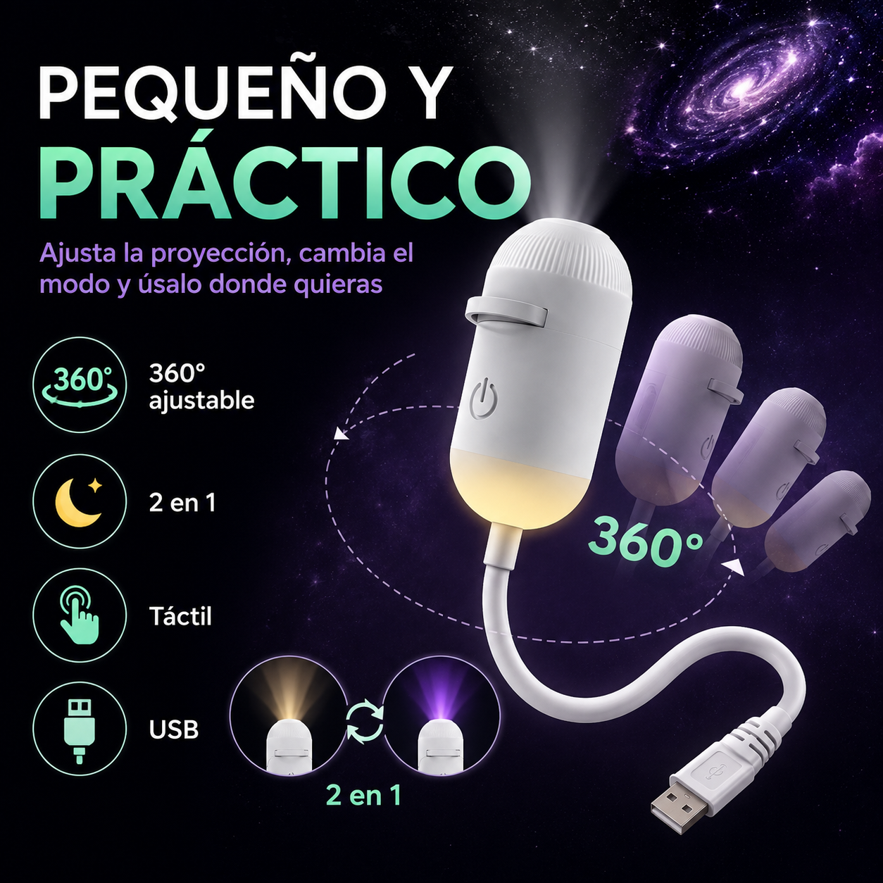 Proyector de galaxias con 12 diseños: un universo diferente cada noche
