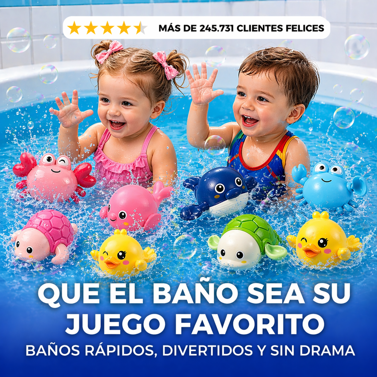 SET X 4 Amiguitos acuáticos para niños que aman jugar