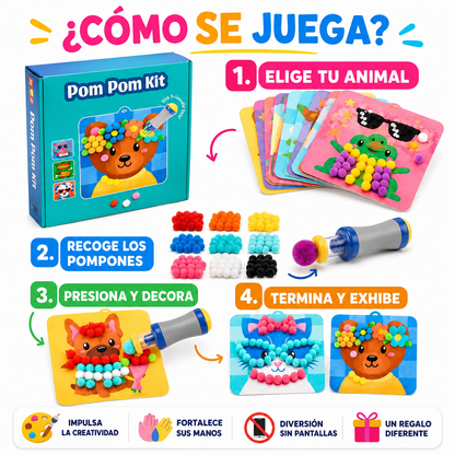 Kit de pompones | ¡Crea animales mágicos en 3D con pompones esponjosos